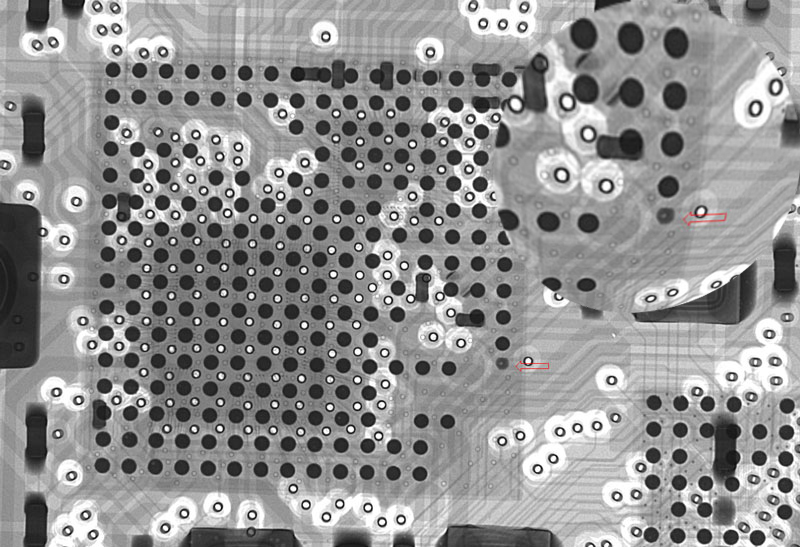 X光机检测BGA-识别气泡大小及比例空洞率桥连（短路）少锡缺球位移等缺陷